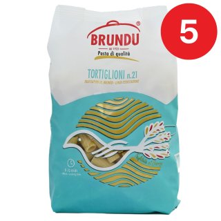 Tortiglioni, Trafilati al Bronzo, Spar-Paket, 5 x 500g, Pasta, Nudeln, Brundu Pastifico