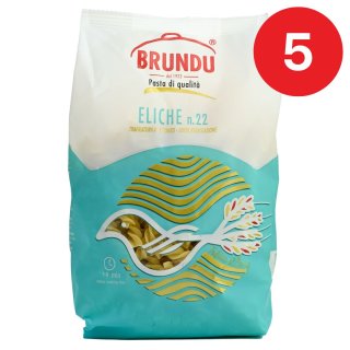 Eliche, Trafilate al Bronzo, Spar-Paket, 5 x 500g, Pasta, Nudeln, Brundu Pastifico