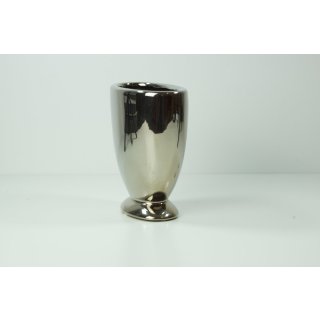 Silberfarbene Vase, rund, ca 15 cm hoch