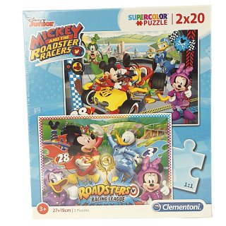 Clementoni 07034 - Disney Mickey and the Roadster Racers - 2 x 20 Teile Puzzle - SuperColor